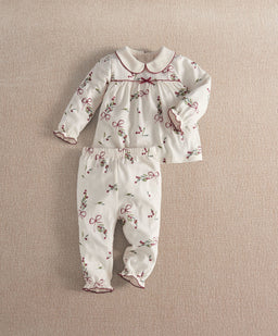 Mamas & Papas Pyjamas & Nightwear Christmas Berry Bow Print Pyjama Set