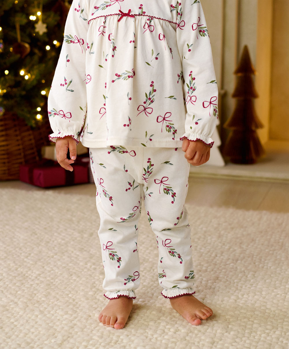 Mamas &amp; Papas Pyjamas &amp; Nightwear Christmas Berry Bow Print Pyjama Set