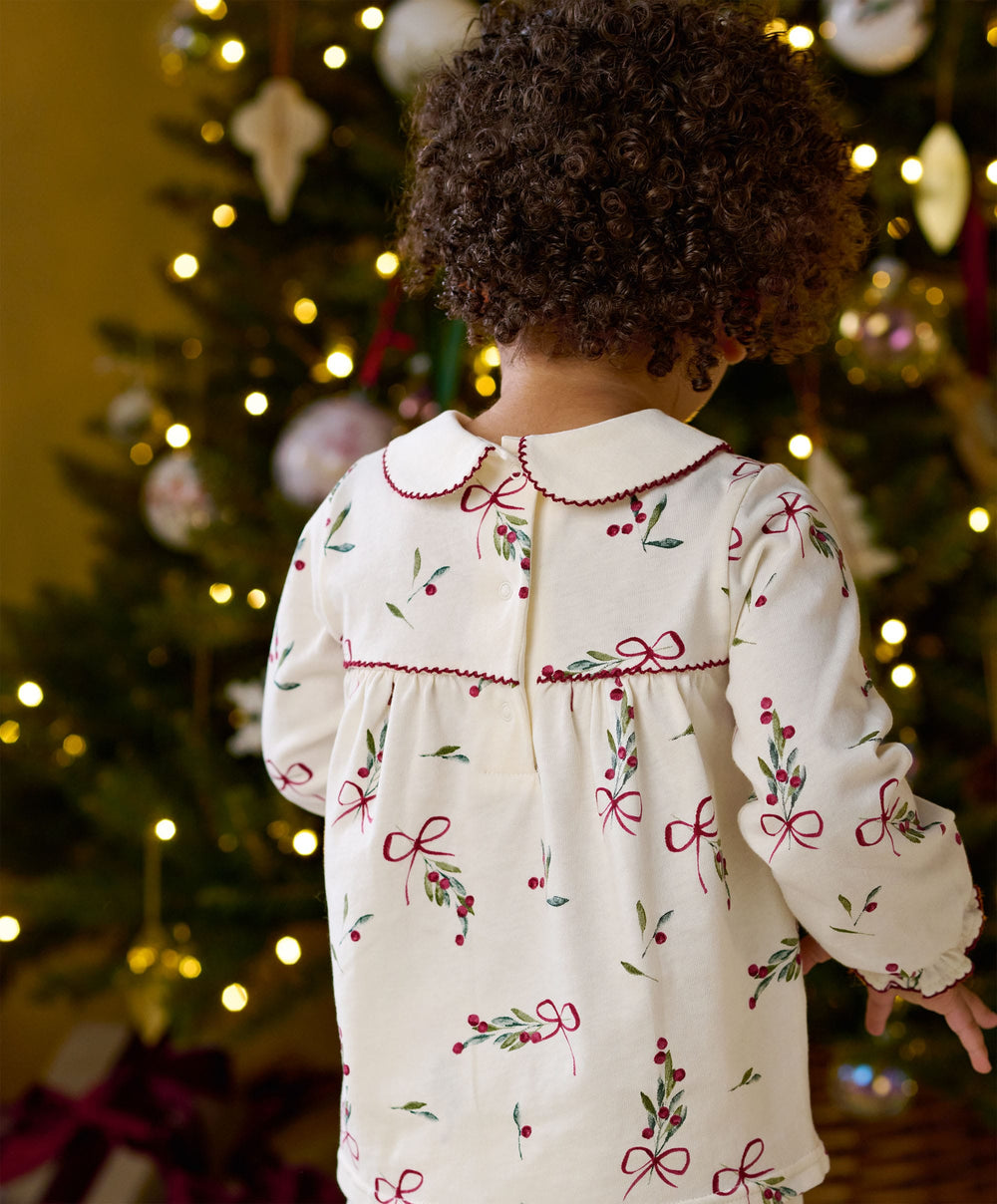 Mamas &amp; Papas Pyjamas &amp; Nightwear Christmas Berry Bow Print Pyjama Set