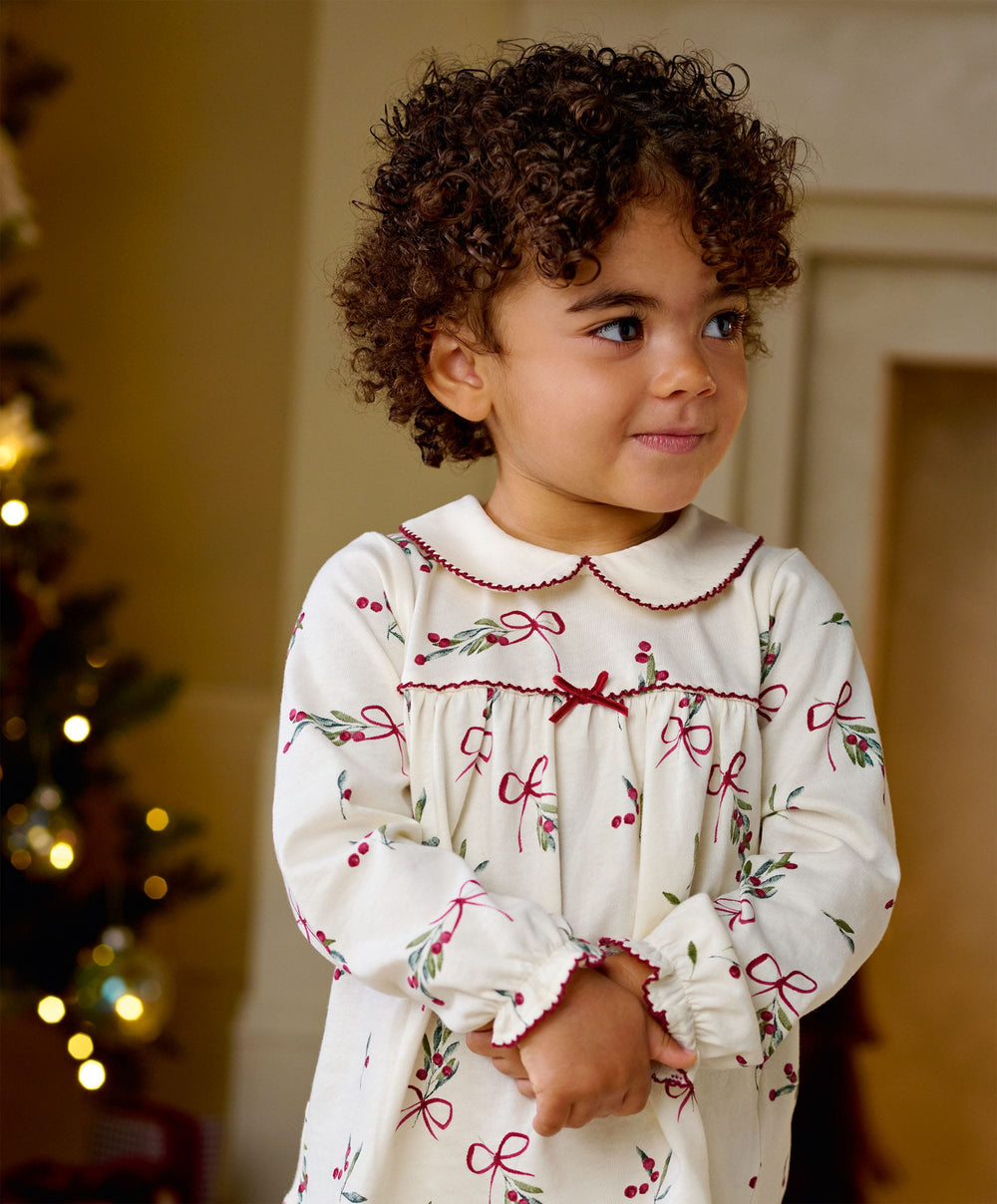 Mamas &amp; Papas Pyjamas &amp; Nightwear Christmas Berry Bow Print Pyjama Set