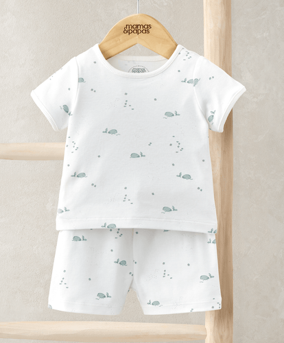 Mamas & Papas Pyjamas & Nightwear T-Shirt & Shorts Set (2 Pieces) - Whale Print