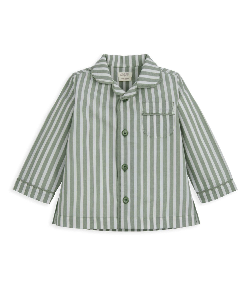 Mamas &amp; Papas Pyjamas &amp; Nightwear Woven Green Stripe Pyjamas