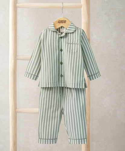 Mamas & Papas Pyjamas & Nightwear Woven Green Stripe Pyjamas