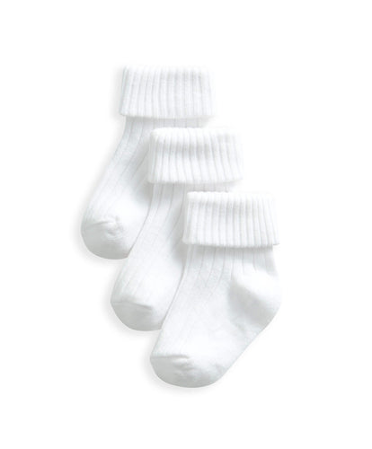 Mamas & Papas Ribbed Socks (3 Pack) - White