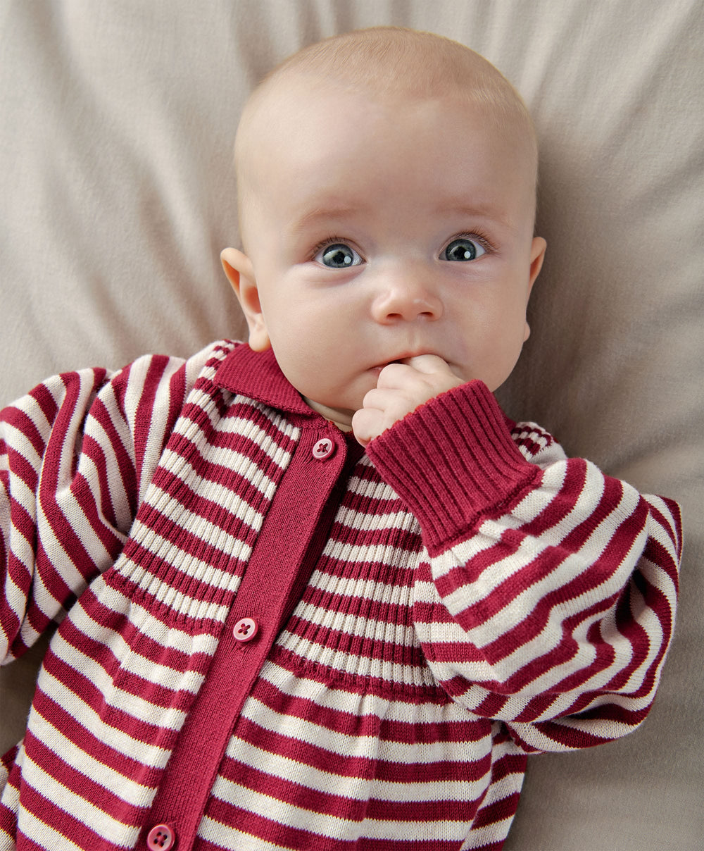 Mamas &amp; Papas Ribbed Striped Knit Romper