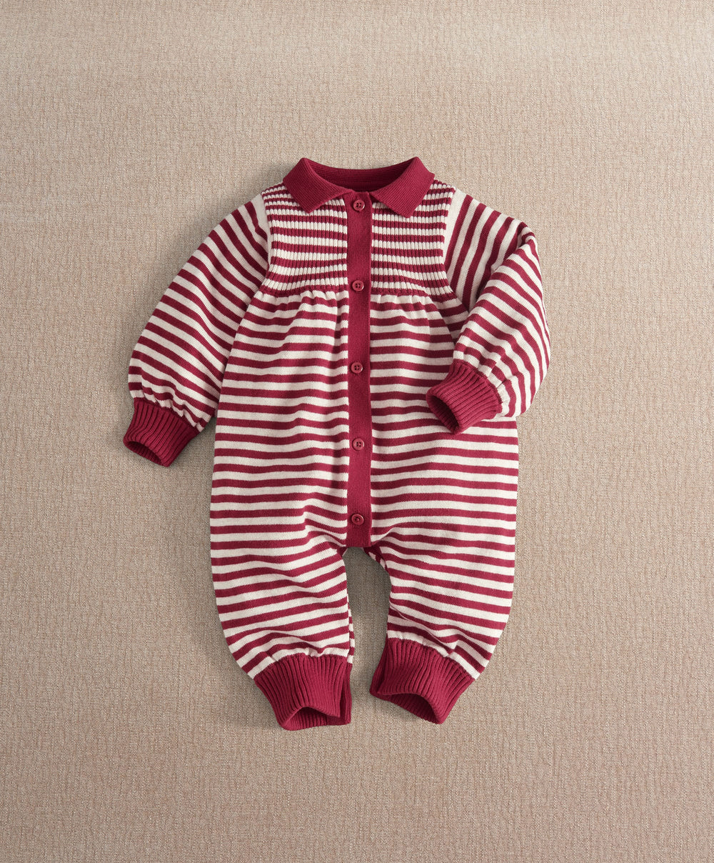 Mamas &amp; Papas Ribbed Striped Knit Romper