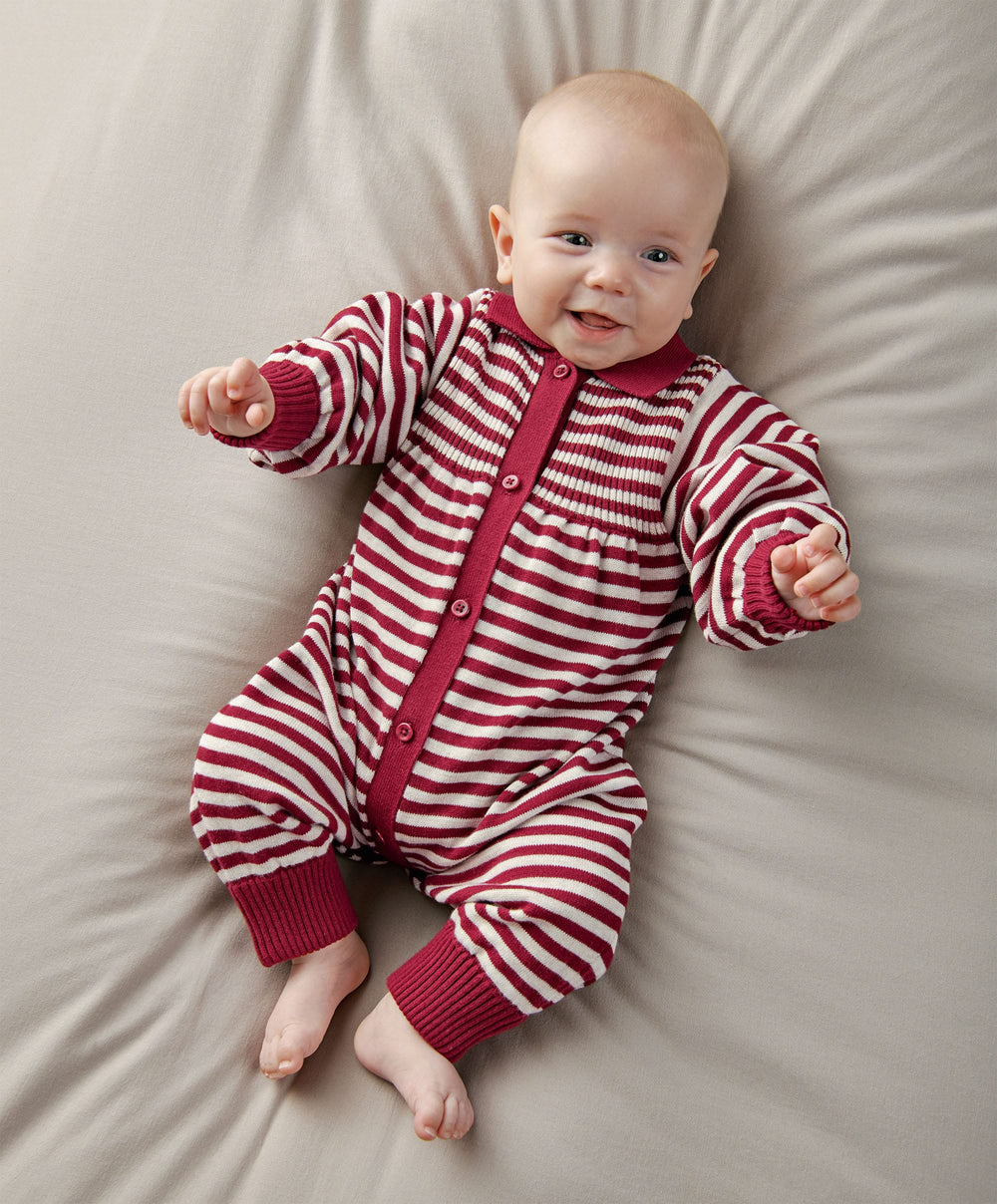 Mamas &amp; Papas Ribbed Striped Knit Romper
