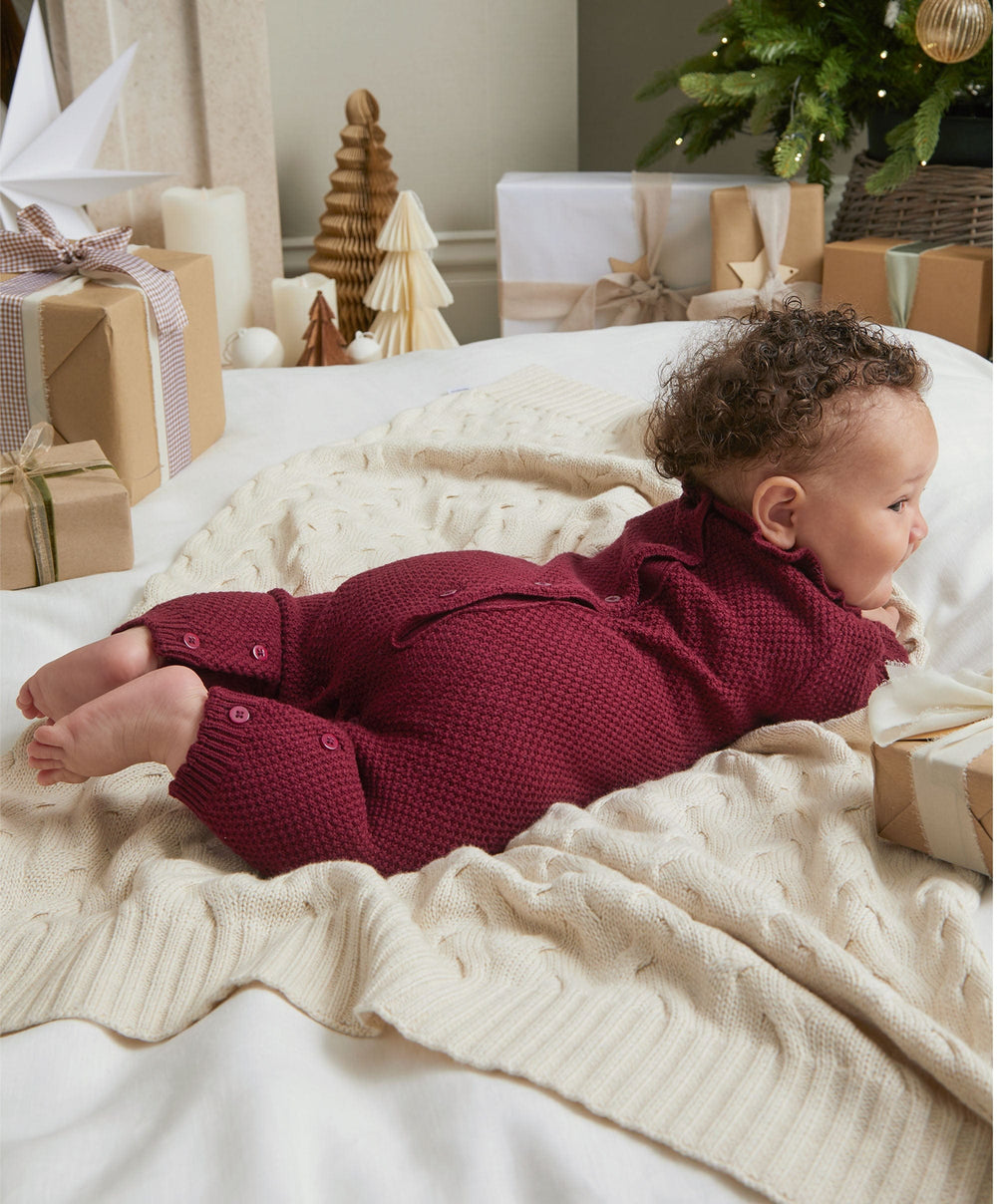 Mamas &amp; Papas Rompers Burgundy Soft Knit Romper