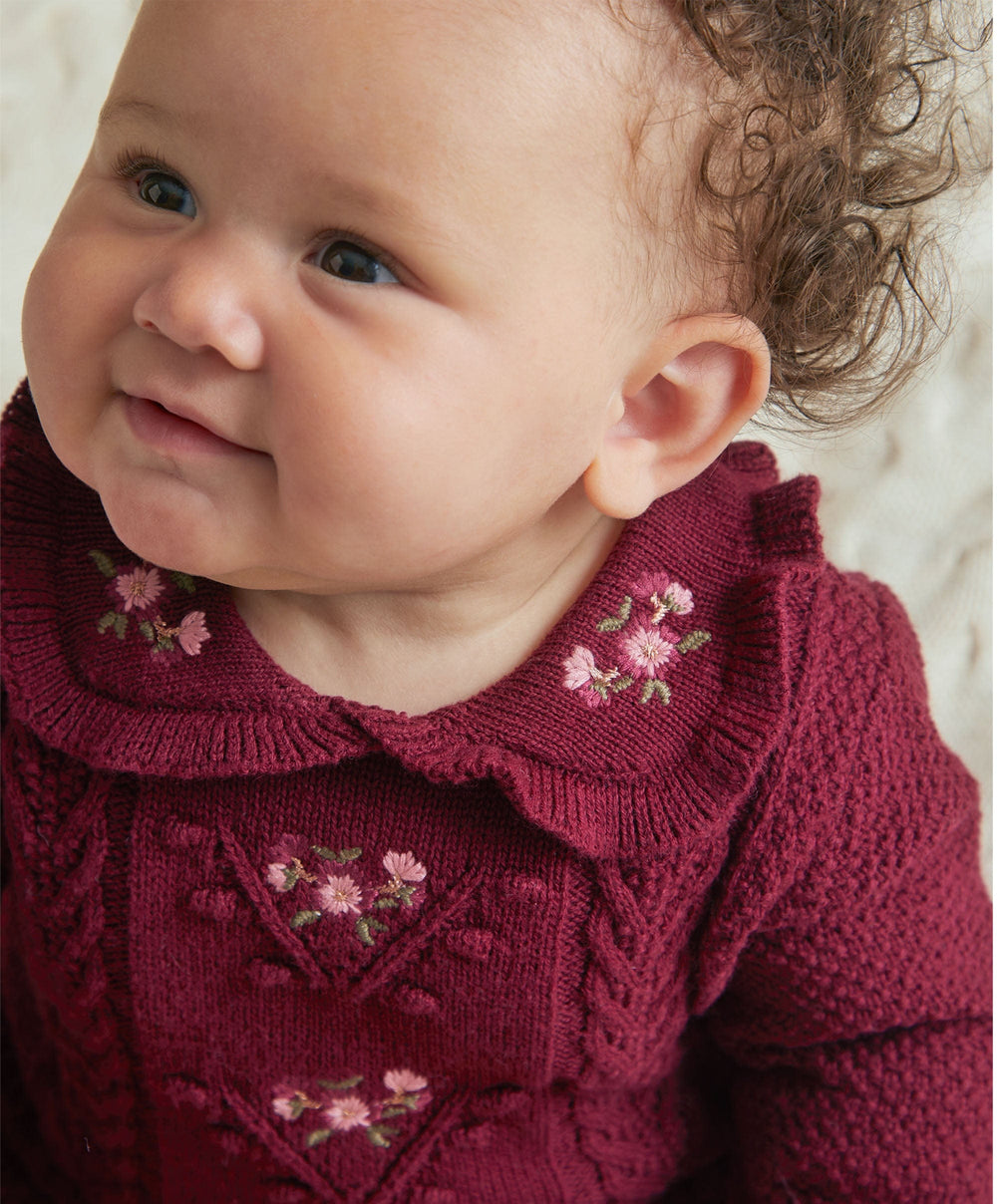 Mamas &amp; Papas Rompers Burgundy Soft Knit Romper