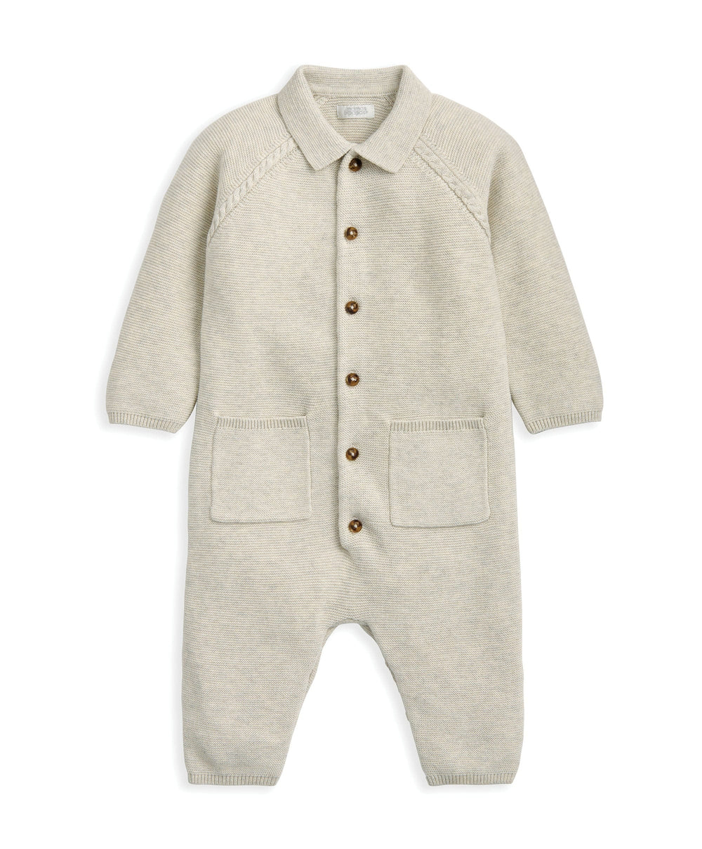 Mamas &amp; Papas Rompers Collared Knit Romper - Oatmeal