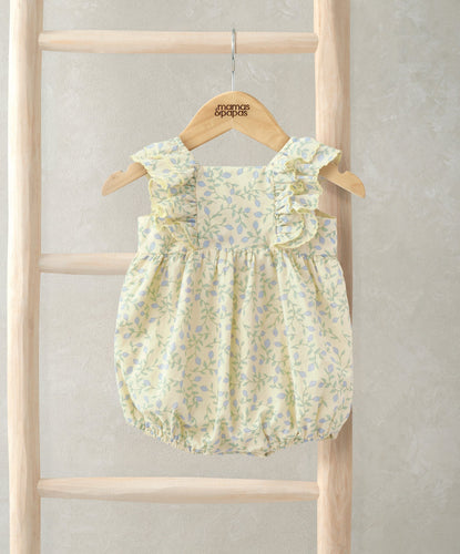 Mamas & Papas Rompers Double Frill Sleeve Romper - Climbing Buds Print