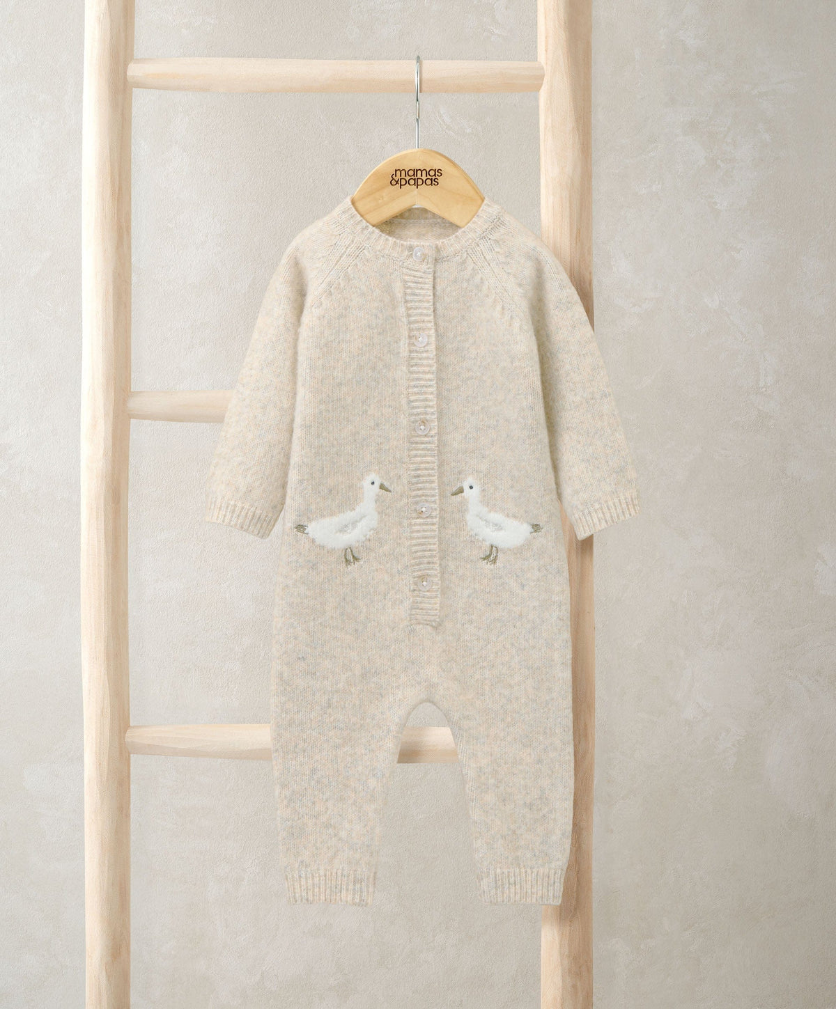 Mamas & Papas Rompers Duck Knitted Romper – Oatmeal