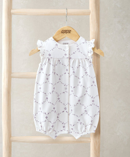 Mamas & Papas Rompers Frill Short Sleeve Romper (2 Pieces) - Trellis Print