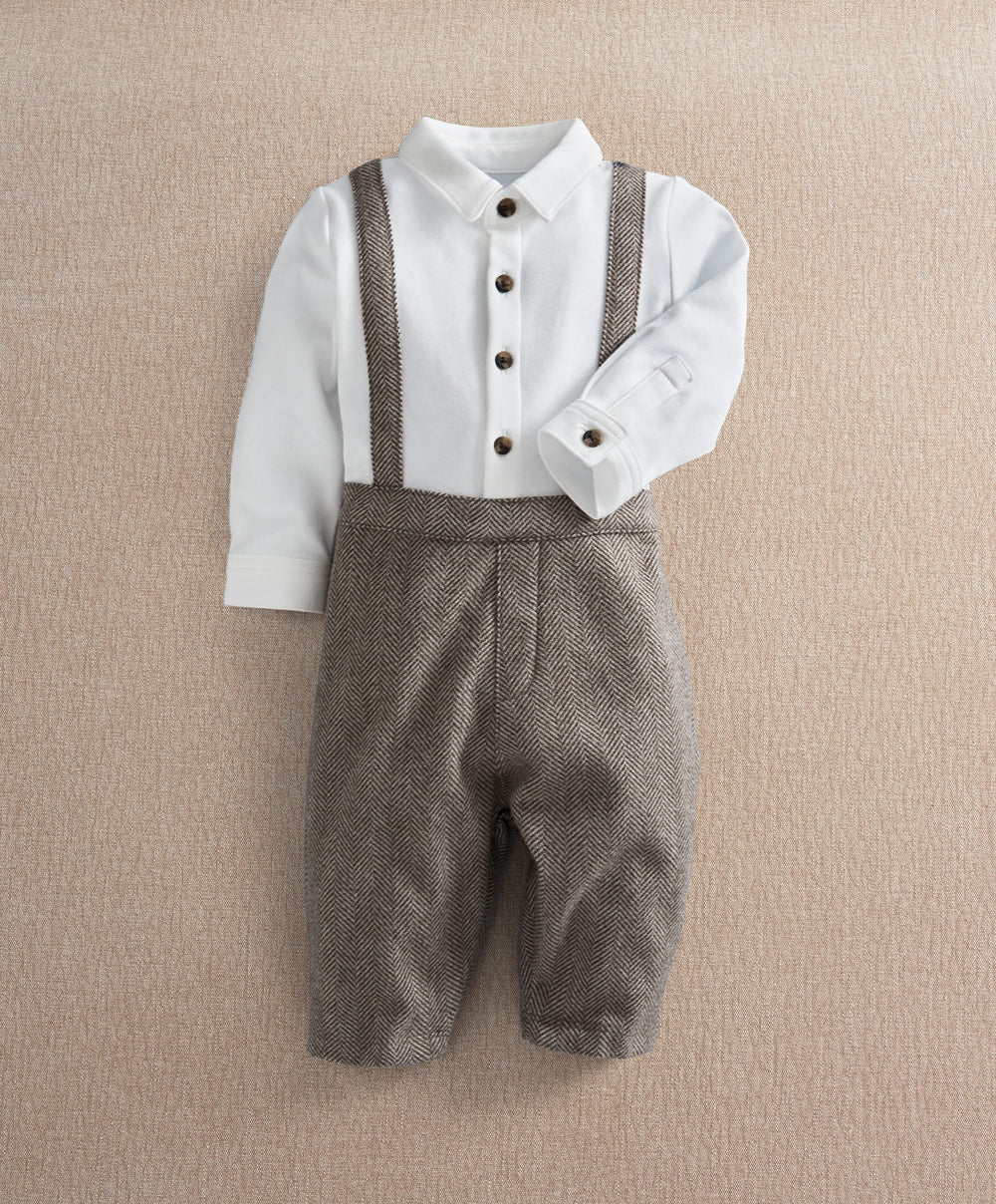Mamas &amp; Papas Rompers Herringbone Mock Romper