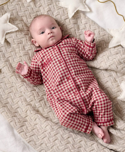 Mamas & Papas Rompers Jersey Check Pyjamas Romper