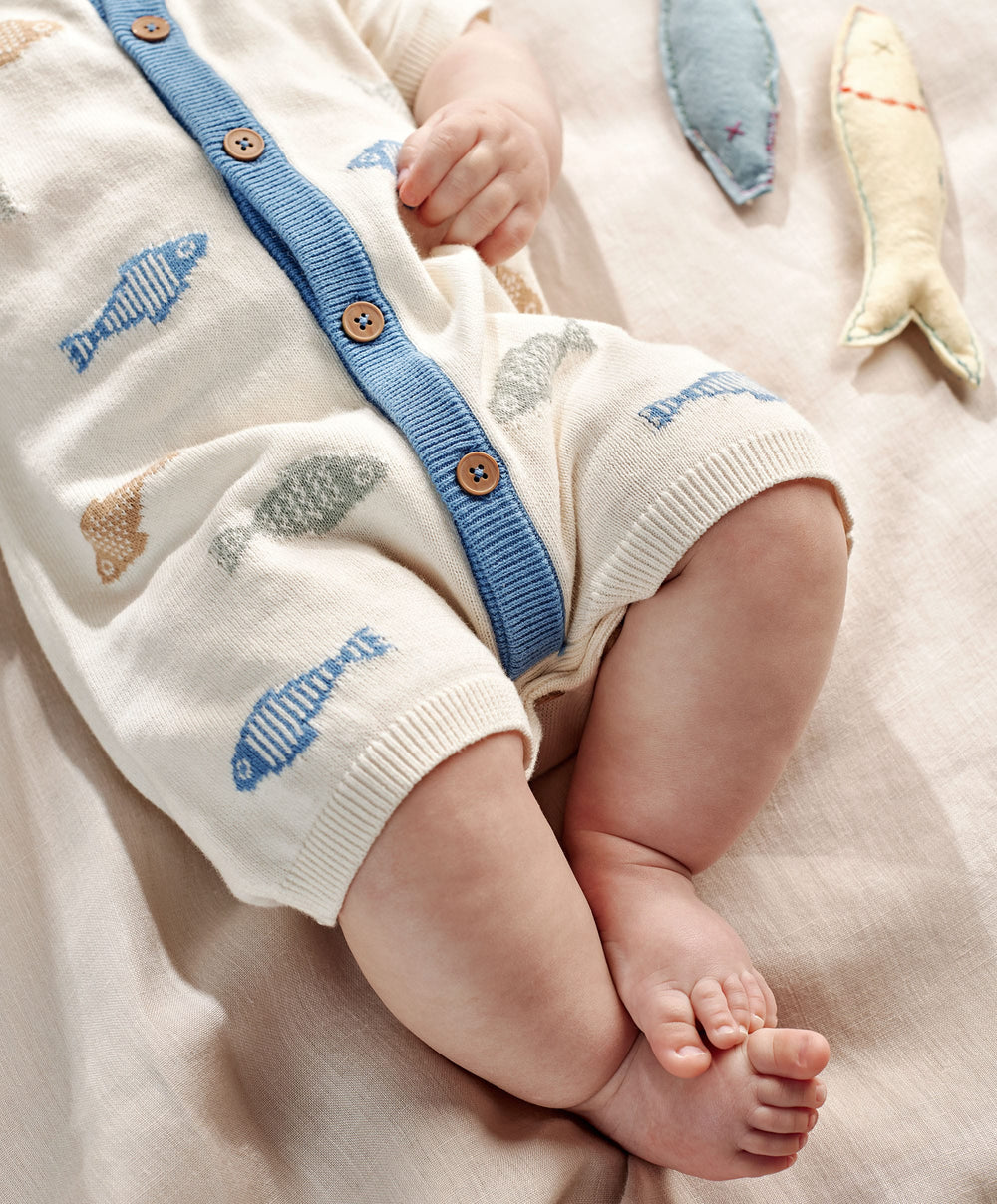 Mamas &amp; Papas Rompers Knitted Cream Romper