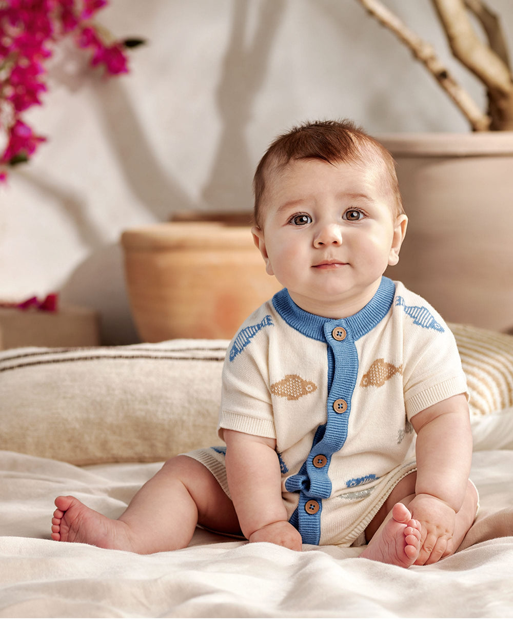Mamas &amp; Papas Rompers Knitted Cream Romper