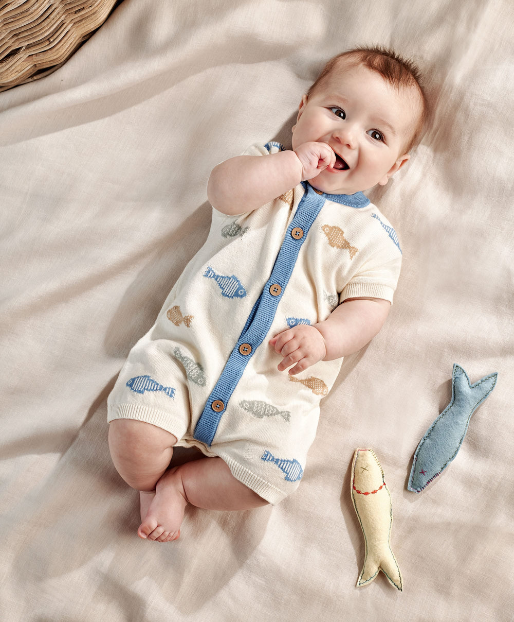 Mamas &amp; Papas Rompers Knitted Cream Romper