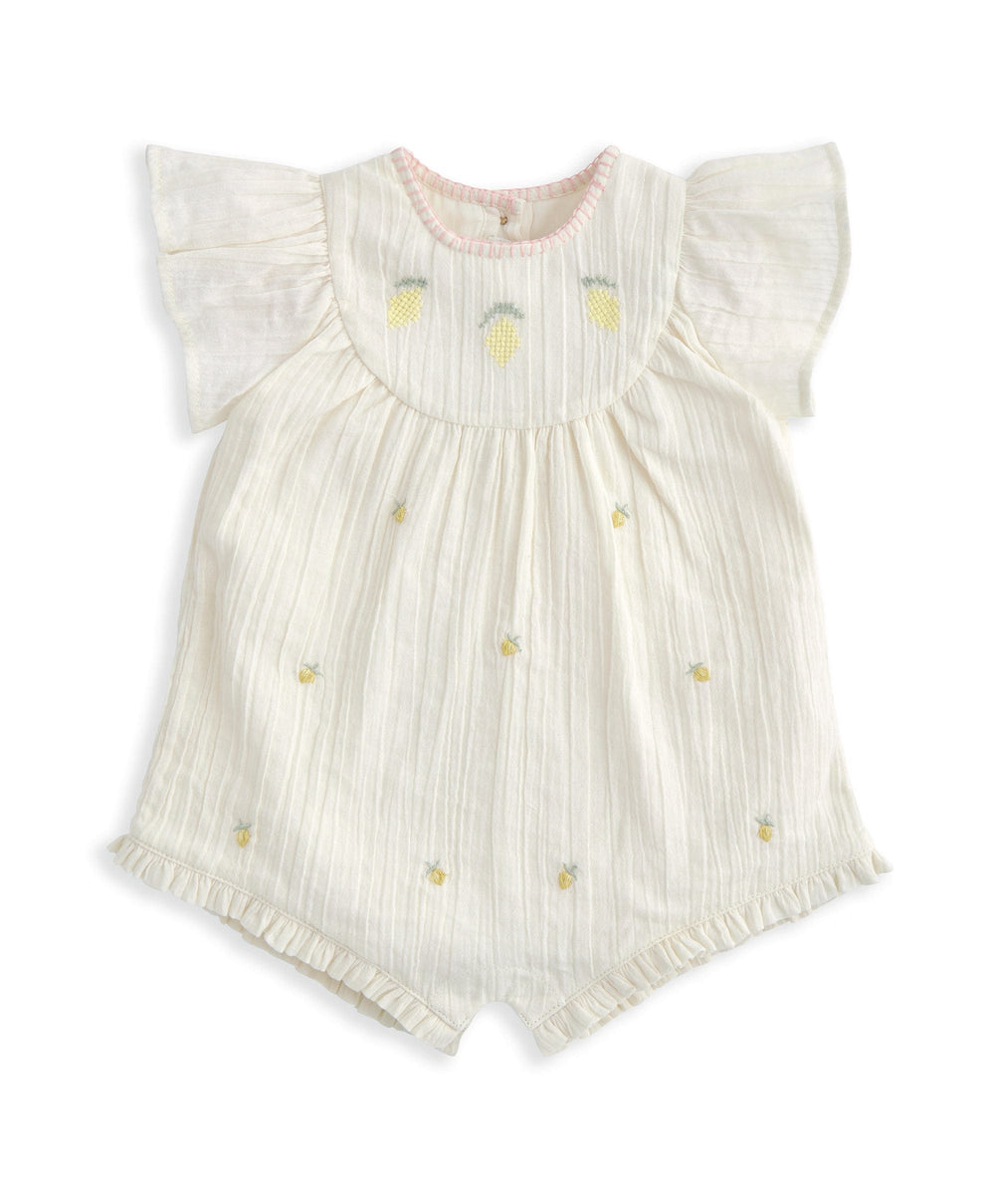 Mamas &amp; Papas Rompers Lemon Embroidered Romper - Yellow