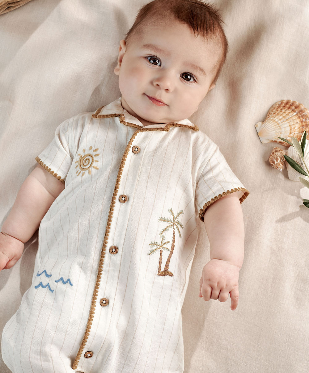 Mamas &amp; Papas Rompers Linen Shirt Romper