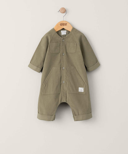 Mamas & Papas Rompers Longsleeved Cord Boiler Suit - Green
