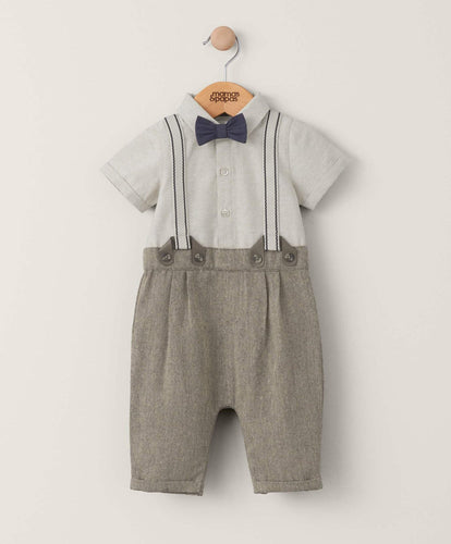 Mamas & Papas Rompers Mock Tweed Romper - Brown