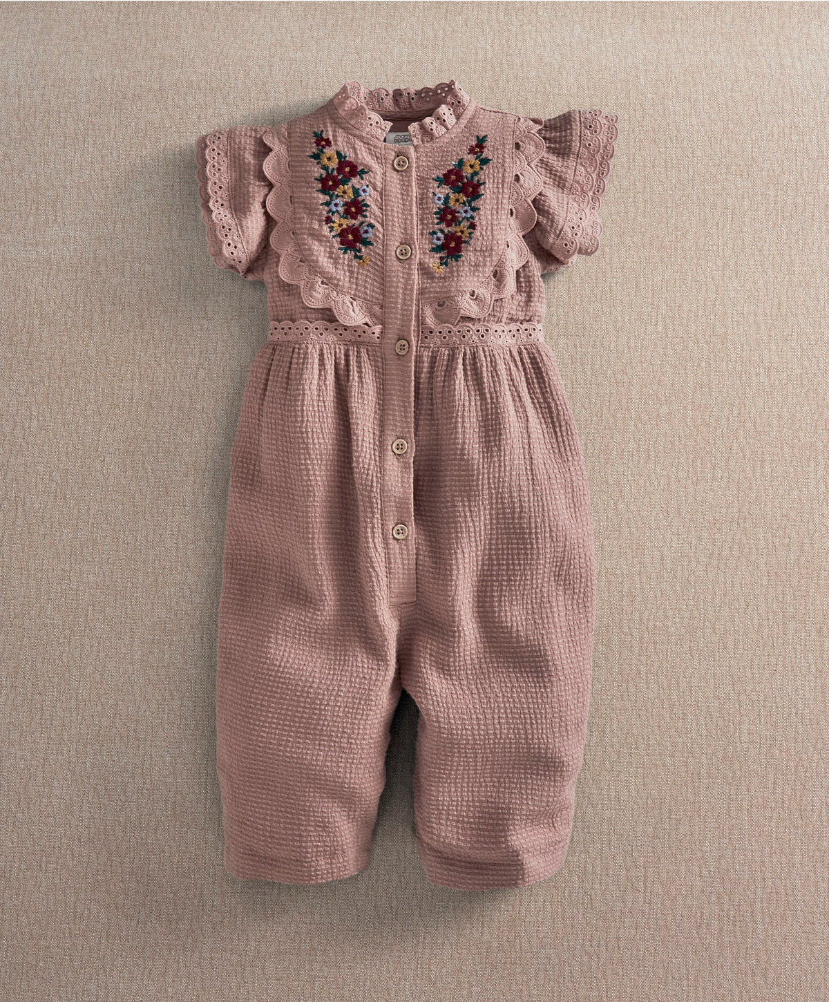 Mamas & Papas Rompers Pink Embroidered Romper