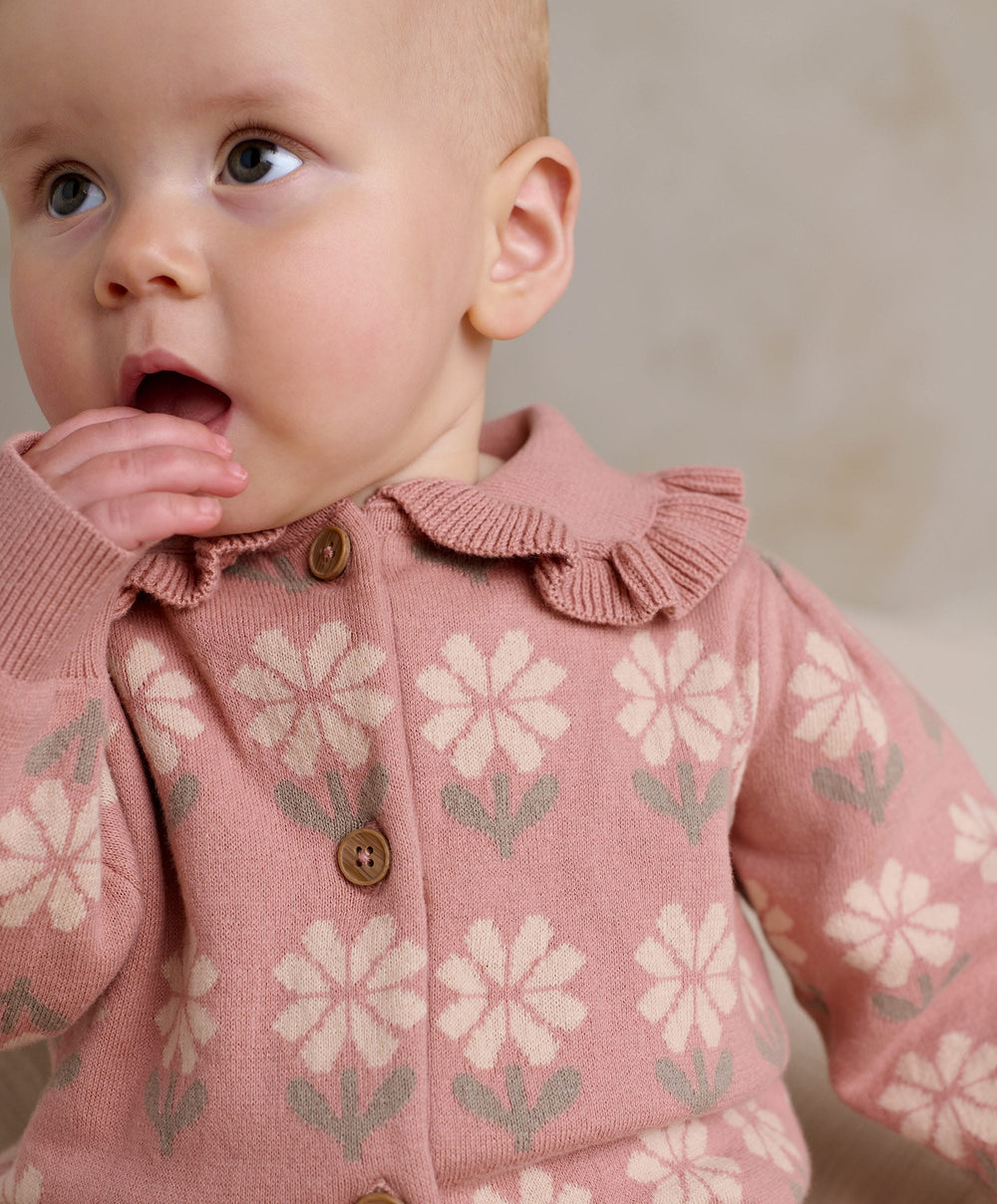Mamas &amp; Papas Rompers Pink Floral Knitted Romper