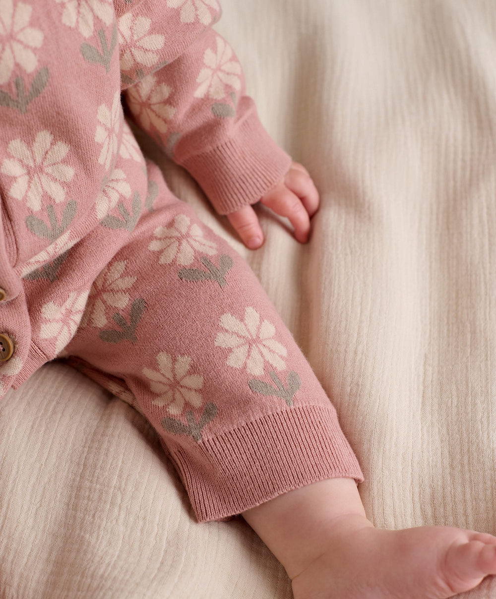 Mamas &amp; Papas Rompers Pink Floral Knitted Romper