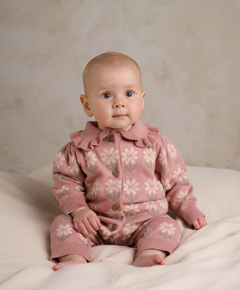 Mamas &amp; Papas Rompers Pink Floral Knitted Romper