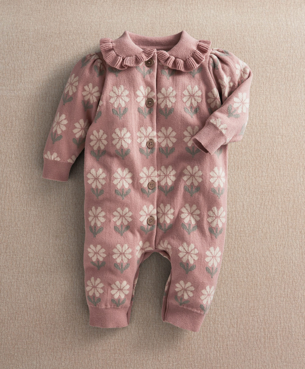 Mamas &amp; Papas Rompers Pink Floral Knitted Romper