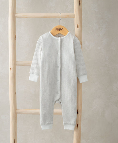 Mamas & Papas Rompers Ribbed Long-Sleeve Romper - Grey