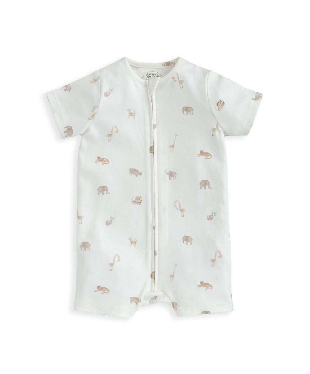 Mamas &amp; Papas Rompers Safari All Over Print Shortie Romper