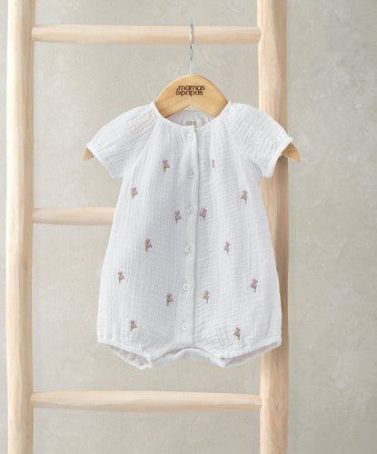 Mamas & Papas Rompers Short Sleeve Floral Romper