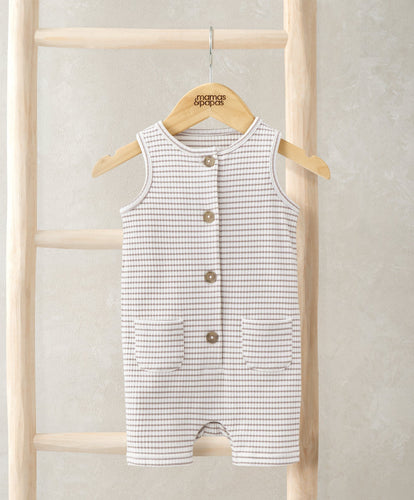 Mamas & Papas Rompers Striped Sleeveless Romper - Sand