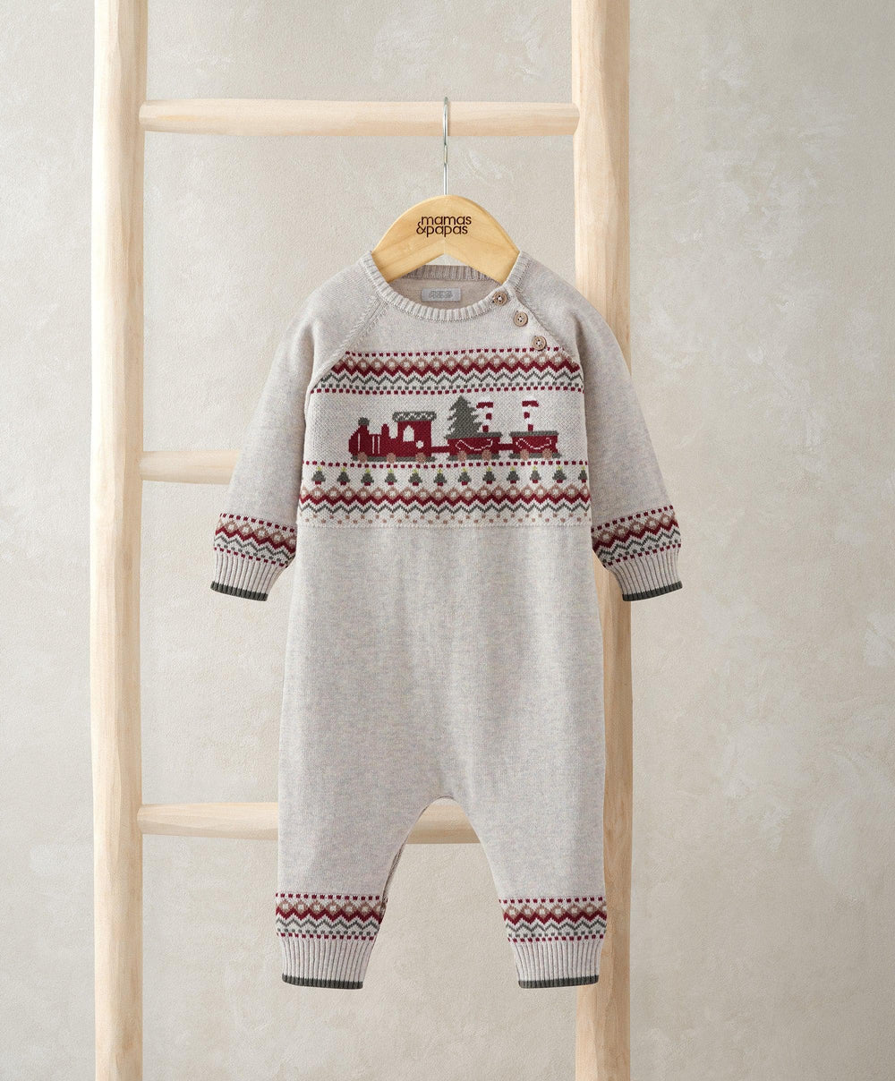 Mamas &amp; Papas Rompers Train Knitted Christmas Romper