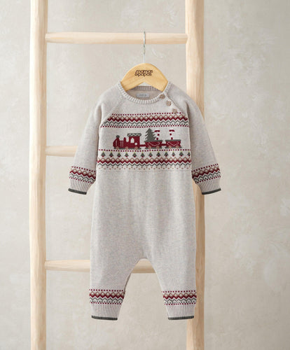 Mamas & Papas Rompers Train Knitted Christmas Romper