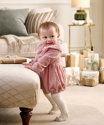 Mamas & Papas Rompers Velvet Romper - Pink