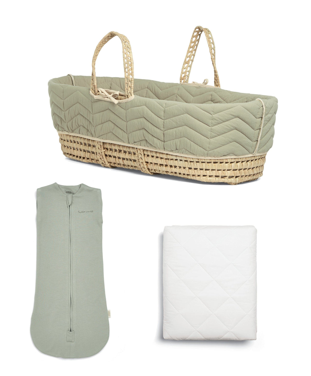 Mamas & Papas Sage Moses Basket Bundle (3 Pieces)