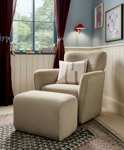 Mamas & Papas Settle Nursing Chair & Stool - Almond Sherpa