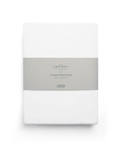 Mamas & Papas Sheets Cotton Essentials Moses Fitted Sheets - Pack of 2