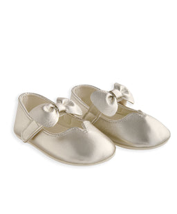 Mamas & Papas Shoes & Booties Bow Pram Shoes - Gold