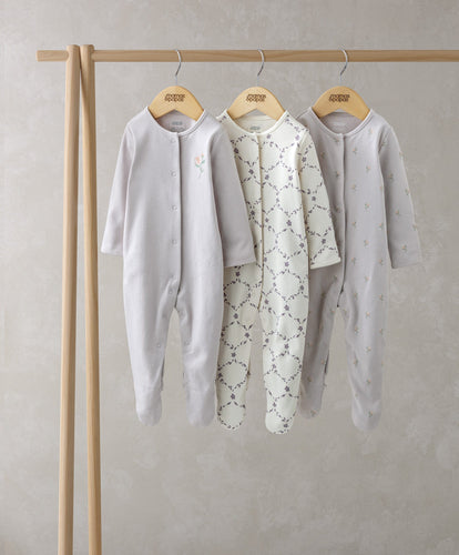 Mamas & Papas Sleepsuits Trellis Print Sleepsuites (Set of 3)