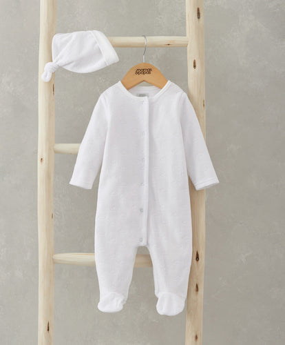 Mamas & Papas Sleepsuits Velour Cloud All-in-One with Hat - 2 Piece Set