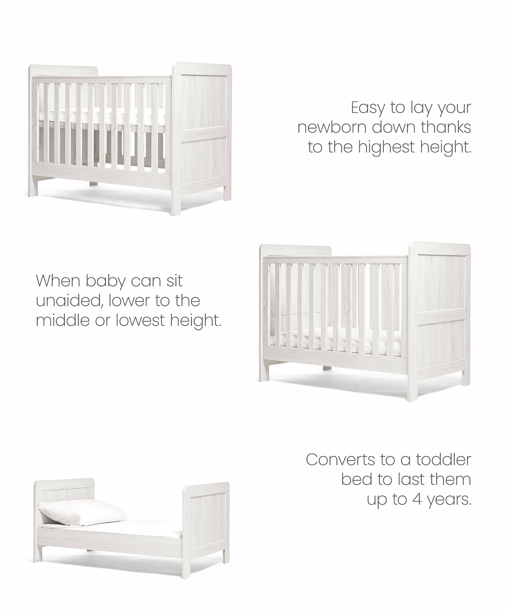 Mamas &amp; Papas Small Cotbed Bundles Atlas Small Cotbed Bundle with Premium Pocket Spring Small Cotbed &amp; Cot Mattress - White