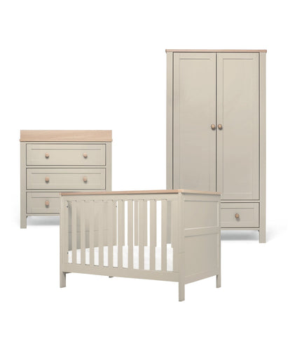 Mamas & Papas Small Cotbed Bundles Wedmore 3 Piece Small Cotbed Range with Dresser Changed & Wardrobe - Pebble