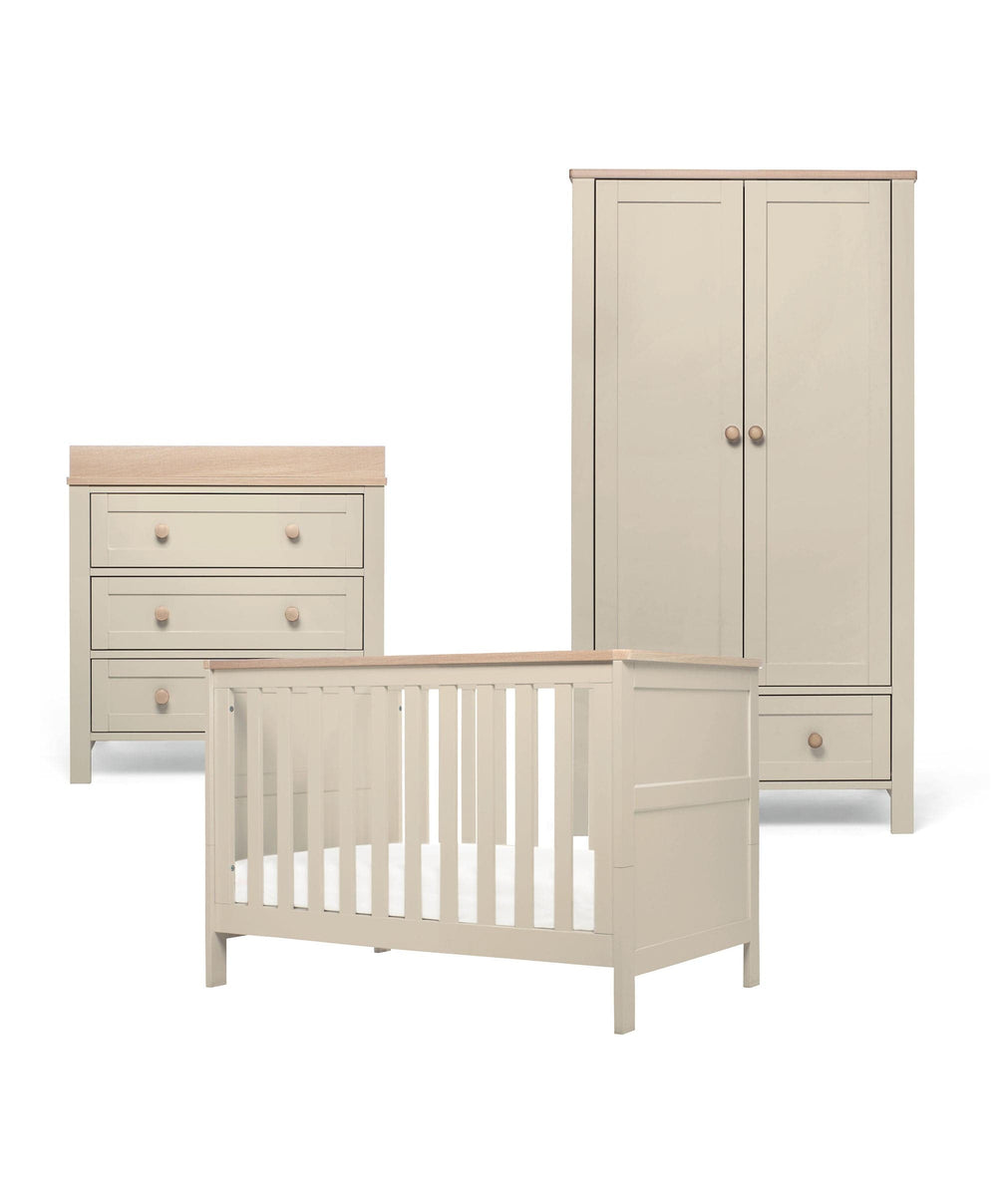 Mamas &amp; Papas Small Cotbed Bundles Wedmore 3 Piece Small Cotbed Range With Dresser Changer &amp; Wardrobe - Cashmere.