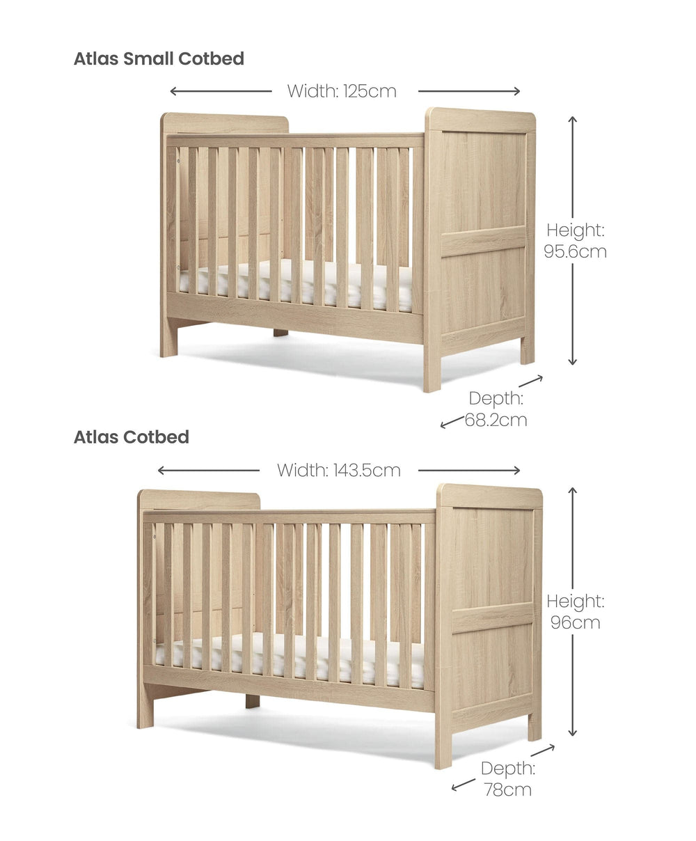 Mamas &amp; Papas Small Cotbeds Atlas Small Cotbed - Light Oak