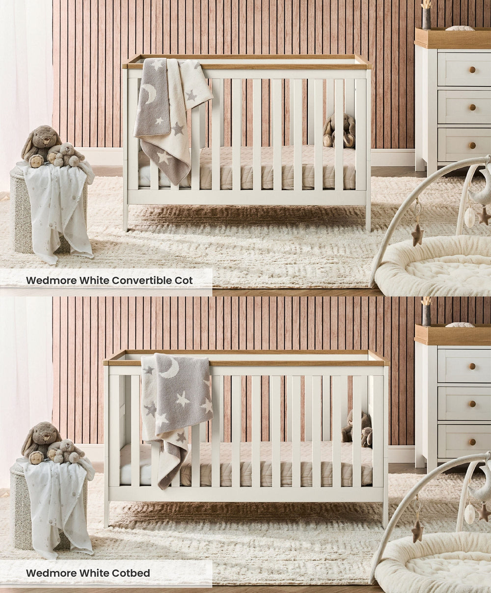 Mamas &amp; Papas Small Cotbeds Wedmore Convertible Cot - White/Natural