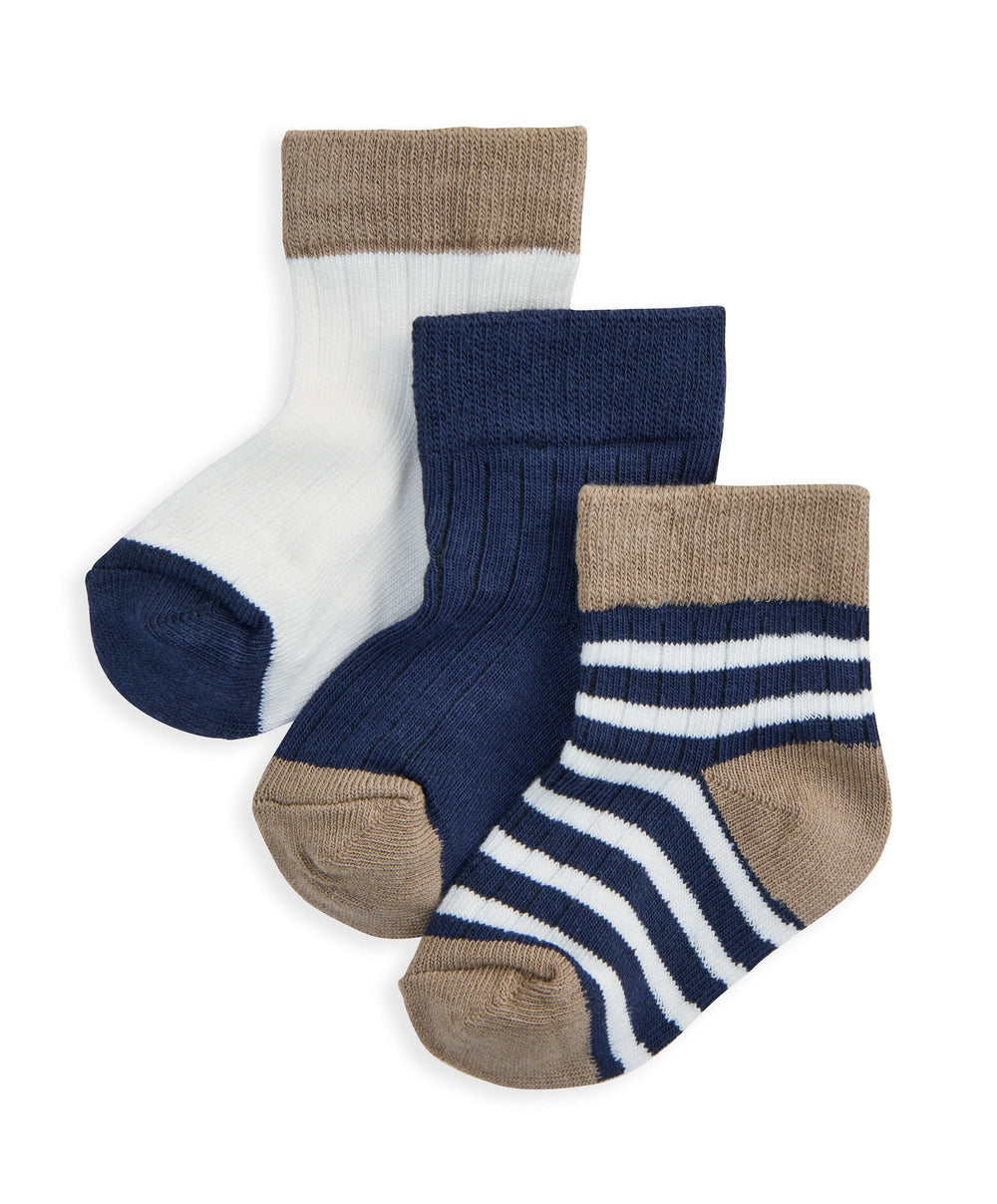 Mamas &amp; Papas Socks &amp; Tights Blue Ribbed Socks (Pack of 3)